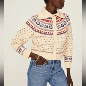 The Great cream floral fair isle sweater cardigan